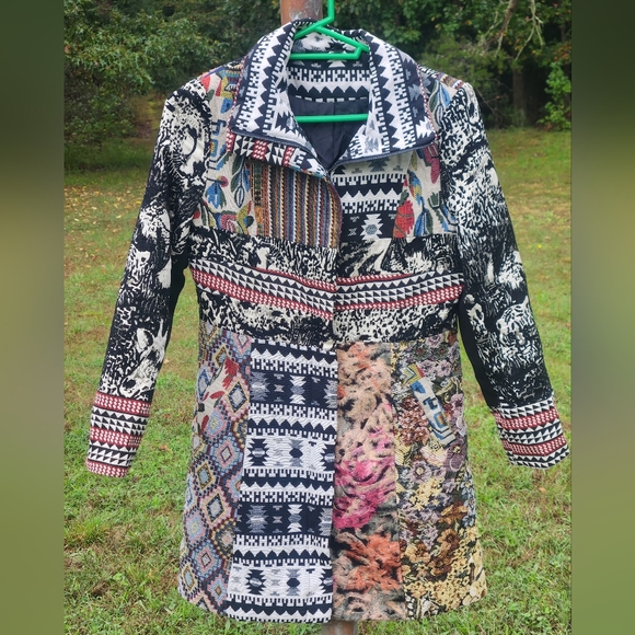 Anthropologie Dor Dor Couture Patchwork Tapestry Bohemian Coat S - Picture 1 of 5